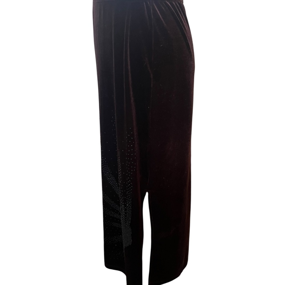 Vintage 90's Soft Velvet Brown Long Skirt with Sparkling Sunburst design - Picture 6 of 6
